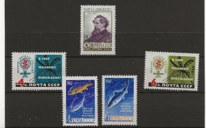Russia 1962 three sets Dickens, Malaria, Fish sg.2681, 2687-8, 2729-30  MNH