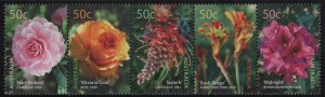 Australia 2003 MNH Sc 2142a 50c Australian Cultivars Flowers Strip of 5