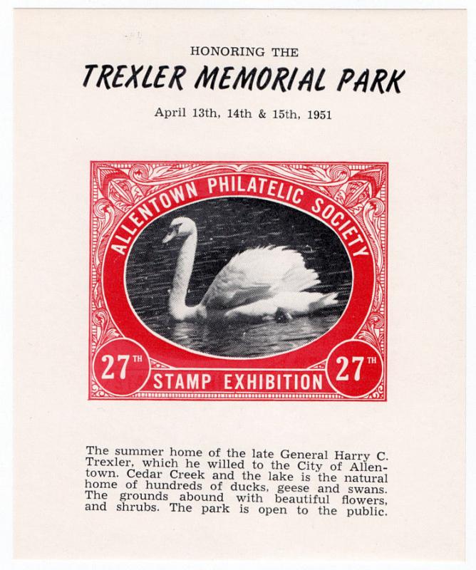 (I.B) US Cinderella : Allentown Philatelic Society Exhibition 1951 (Swan)