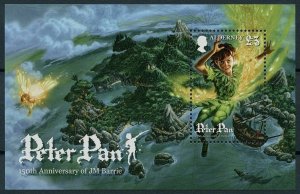 Alderney 2010 MNH Writers Stamps Peter Pan JM Barrie Tinkerbell Books 1v M/S