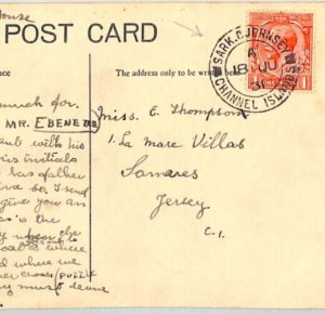 GB Channel Islands SARK Postcard CDS Creux Harbour Jersey Guernsey 1931 XE86