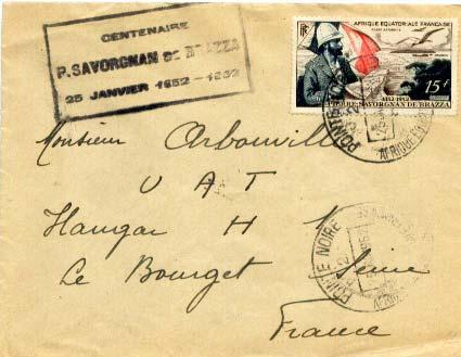 French Equatorial Africa 15F Savorgnana De  Brazza 1952 Pointe Noire, Afrique...