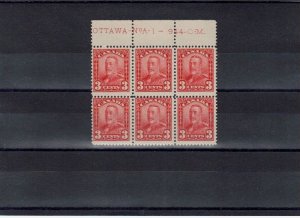 #151 Scroll plate block of 6 F MNH Cat $300 Very nice 