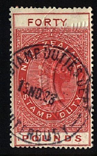 NEW ZEALAND 1880 Stamp Duty £40 11mm FORTY  used...........................22921