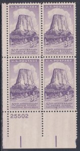 1084 Devils Tower Plate Block MNH