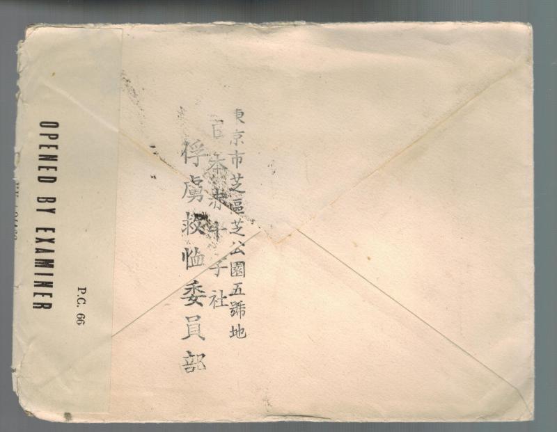 1940s Japan Red Cross Censored Cover to International Red Cross Switzerland