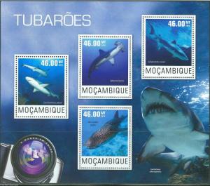 MOZAMBIQUE  2014  SHARKS  SHEET   MINT NH