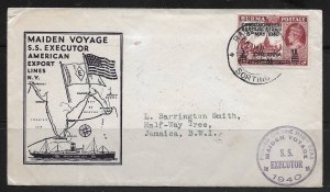 BURMA US 1940 C0VER ON MAIDEN VOYAGE OF S.S. EXECUTOR POSTED AT RANGOON HALF WAY