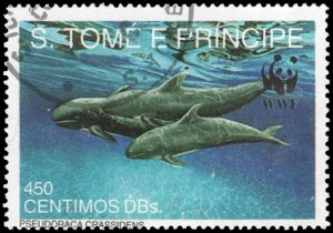 St Thomas & Prince 1054 - Used - 450c False Killer Whales (WWF) (1992)(cv $1.50)