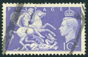 Great Britain Sc# 288 SG# 511 Used (a) 1951 10sh St George Slaying the Dragon