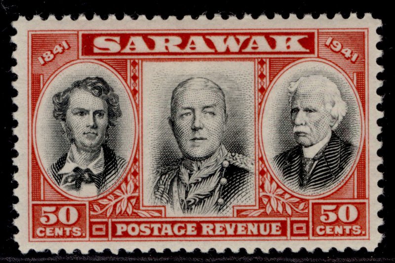 SARAWAK GVI SG148, 50c black & scarlet, M MINT.