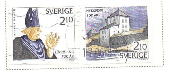Sweden Sc  1641-2 1987 Medieval Towns stamp set used
