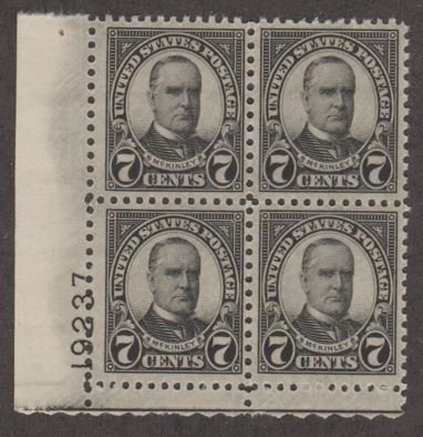 U.S. Scott #639 McKinley Stamp - Mint NH Plate Block