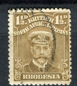 RHODESIA; 1913-22 early GV Admiral issue used Shade of 1.5d. value