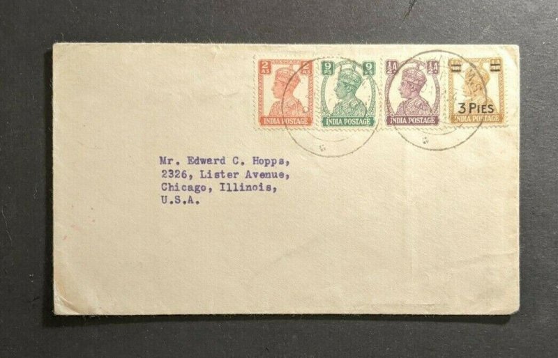 1947 Bombay RMS India Cover to Chicago Illinois USA Overprint