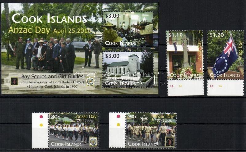 Cook Islands stamp ANZAC - Scout set+block  MNH 2010 Mi 1636-1639 + 220 WS109834