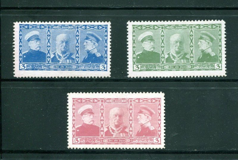 x607 - AUSTRIA 1910s Set of (3) Cinderella Labels. Military. Kaiser & Bismarck