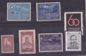 Austria 7 old poster stamps cinderella train exposition vienna 1933 Kalman