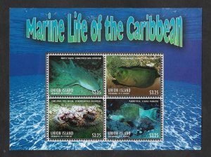 SD)2013 UNION ISLAND CARIBBEAN MARINE LIFE, SOUVENIR SHEET, MNH