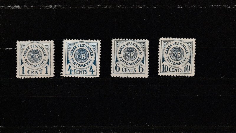 Danish West Indies  Scott#  J1-J4  MH  (1902 Postage Due)