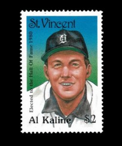 St. Vincent 1989 - Al Kaline, Baseball Hall of Fame, MLB - Individual - MNH