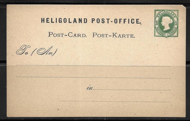 Heligoland Postal Stationery Postcard H&G 1 Unused