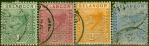 Selangor 1891-95 Set of 4 SG49-52 Good Used