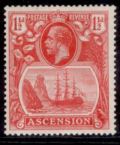 ASCENSION GV SG12b, 1½d rose-red, NH MINT. Cat £180. TORN FLAG