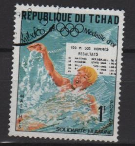 Chad 1969 - Scott 182 CTO - 1fr, Winner of '68 olympic games