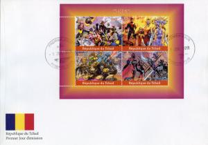 Chad 2018 FDC X-Men Storm Wolverine 4v M/S Cover Superheroes Comics Stamps