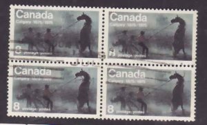 Canada-Sc#667- id5-used 8c Calgary Stampede block-Horses-1975-