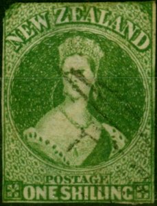 New Zealand 1862 1s Deep Green SG46 Ave Used (2)