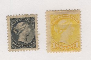 2x Canada Small Queen M Stamps #34-1/2c MH VF #35-1c MH Fine Guide Value= $50.00