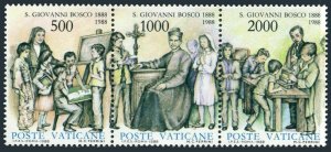 Vatican 806 ac strip,MNH.Michel 937-939. St John Bosco,educator.1988.