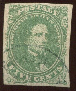 Confederate States 1 Used Stamp with Black Town Cancel BX5196