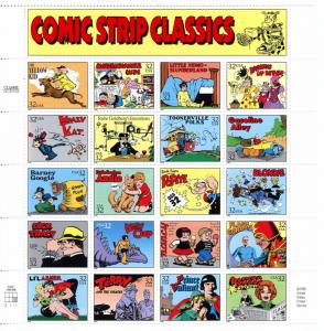 U.S. Scott 3000 1995 Comic Strip Classics  -  MNH Pane of 20