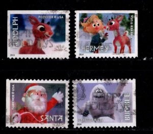#4946 - 4949  Rudolph set/4 (Off Paper)- Used