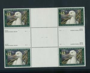 Scott #RW73 Var Federal Duck Center Gutter Block of 4 Stamps & More (Lot 927c)