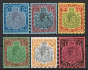 BERMUDA 1938 KGVI High values set 2/- to £1. MNH **.