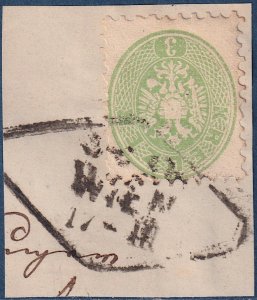Austria - 1864 - Scott #23 - used on piece - WIEN diamond pmk