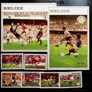 BELIZE Sc B1-8 NH SET+2S/S OF 1982 - SOCCER WORLD CUP - (AO23)