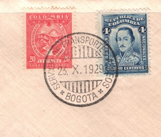COLOMBIA Cover 1929 *SCADTA* FIRST FLIGHT Bogota-Ibague Air Mail {ex Joffe}KT85