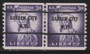 Precancel - Garden City, NY - PSS 1057-71 Coil Line Gap Pair - No Gum