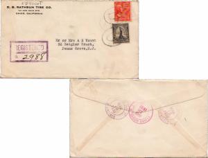 United States California Chico Registered 1939 violet double ring  6c Adams P...