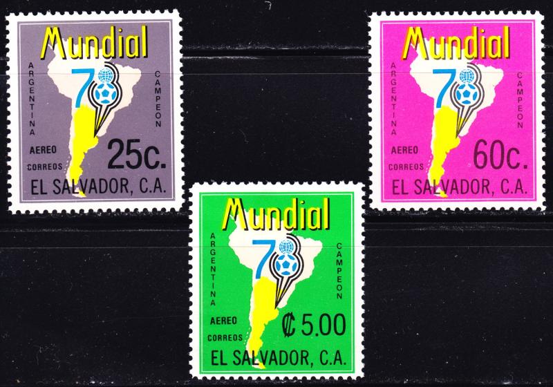 El Salvador Scott C430-C432  complete set  F to VF unused no gum.