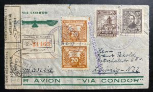1936 Asuncion Paraguay Currency Control  Censorship cover to Leipzig Germany