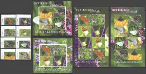 Imperf 2020 Aitutaki Butterflies Michel 640 Euro Full Set+Kb+Sh Mnh Fat073-75