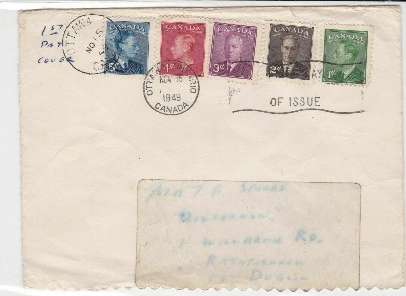 Canada 1949  FDC Ottawa Cancel King George vl Five Stamps Cover ref 22036