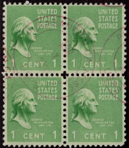 Scott 804 George Washington Block of 4 - Used