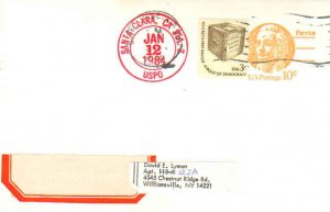 United States California Santa Clara Sta. 3 1984 red double ring  Postal Card...